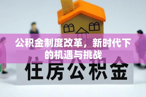 大通公积金制度改革，新时代下的机遇与挑战