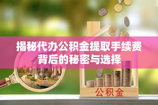 大通揭秘代办公积金提取手续费背后的秘密与选择