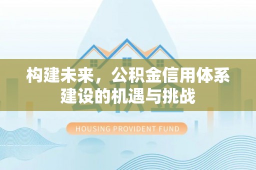 大通构建未来，公积金信用体系建设的机遇与挑战