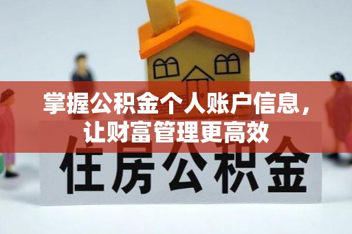 大通掌握公积金个人账户信息，让财富管理更高效