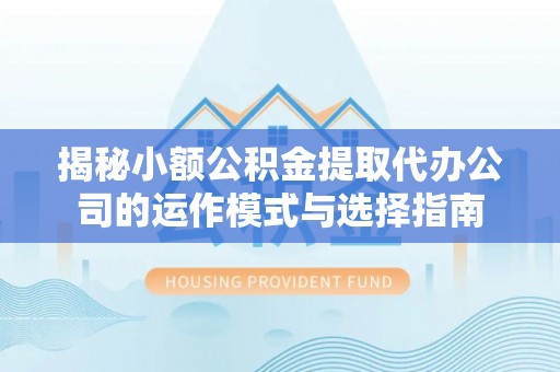 大通揭秘小额公积金提取代办公司的运作模式与选择指南